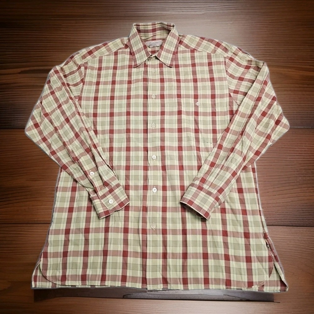 Ermenegildo Zegna Shirt Mens L Long Sleeve‎ Button Up Casual Plaid